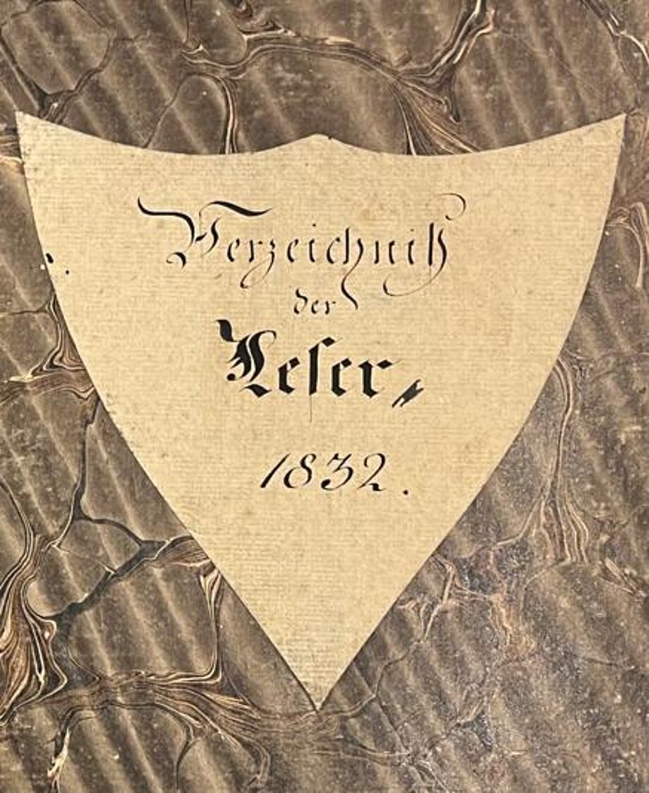 Scan des Einbands eines historischen Leserverzeichnisses der SLUB